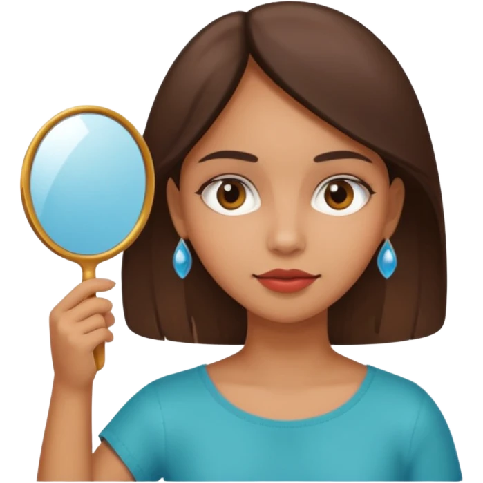 latin girl looking at herself with a hand mirror emoji