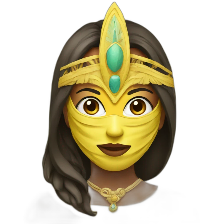 Woman wearing yellow mask and headdress  emoji