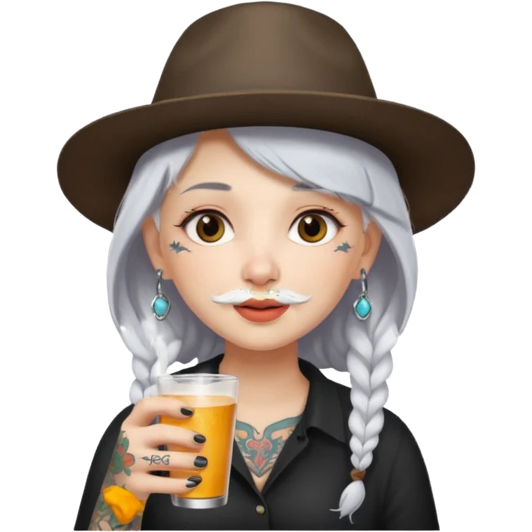  tatoo girl Drink holders with hat white hair white bearded  emoji