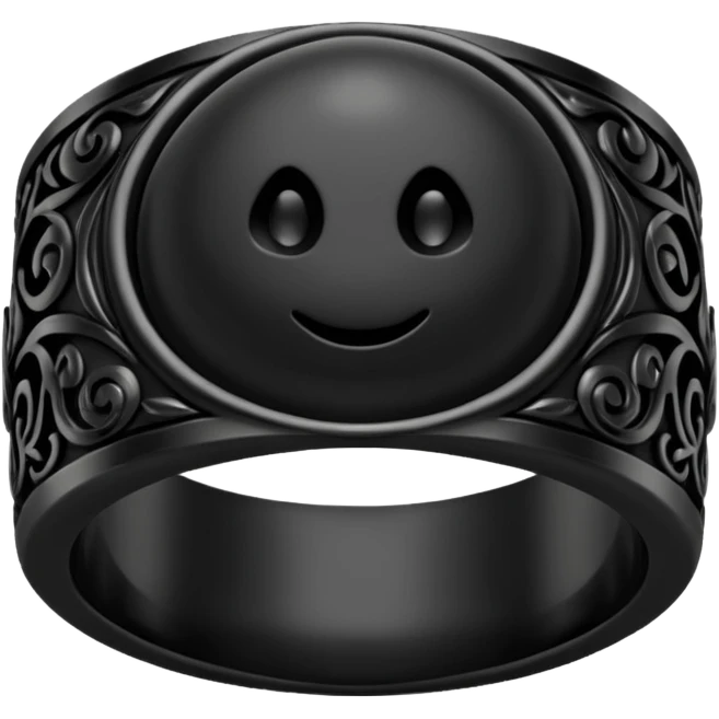 iOS emoji, minimal dark fantasy ring, black metal, flat emoji