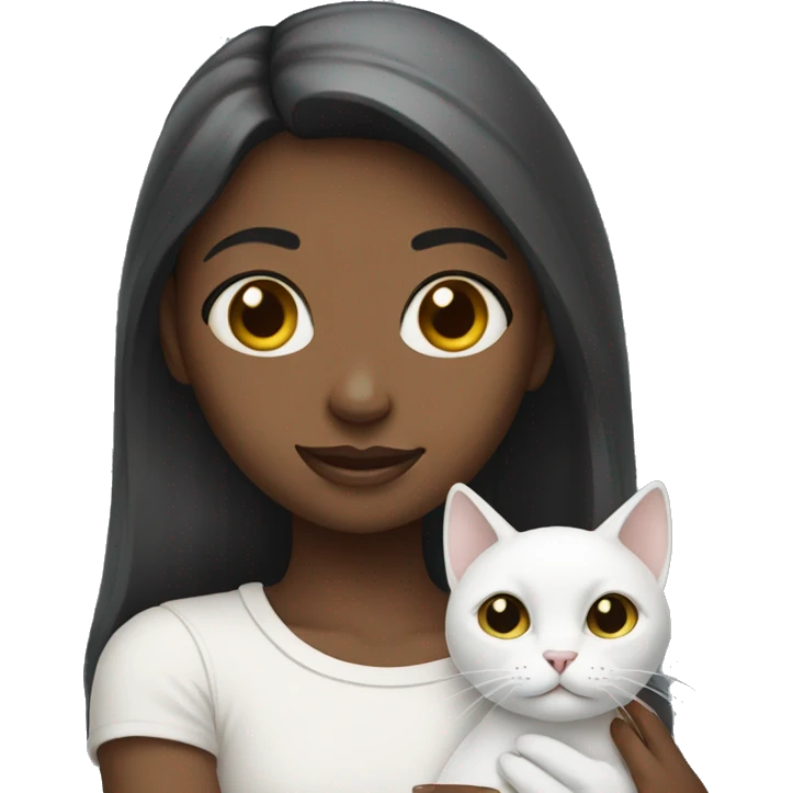 girl holding a white cat emoji