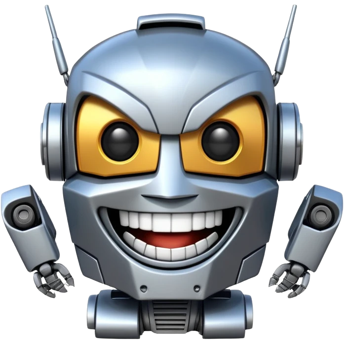 robot transformer with a big smile laughing happily emoji