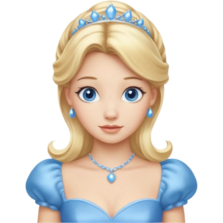 Cinderella with blonde hair, blue eyes, light blue outfit emoji