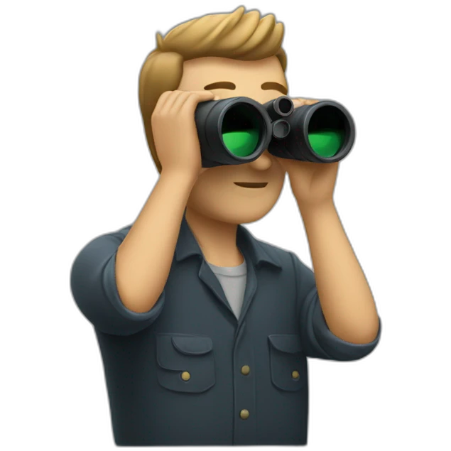 a man holding and looking through binoculars emoji