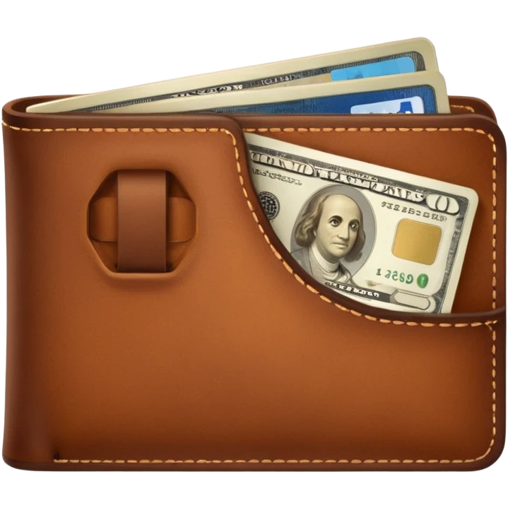 portefeuille marron avec billet et carte bancaire emoji