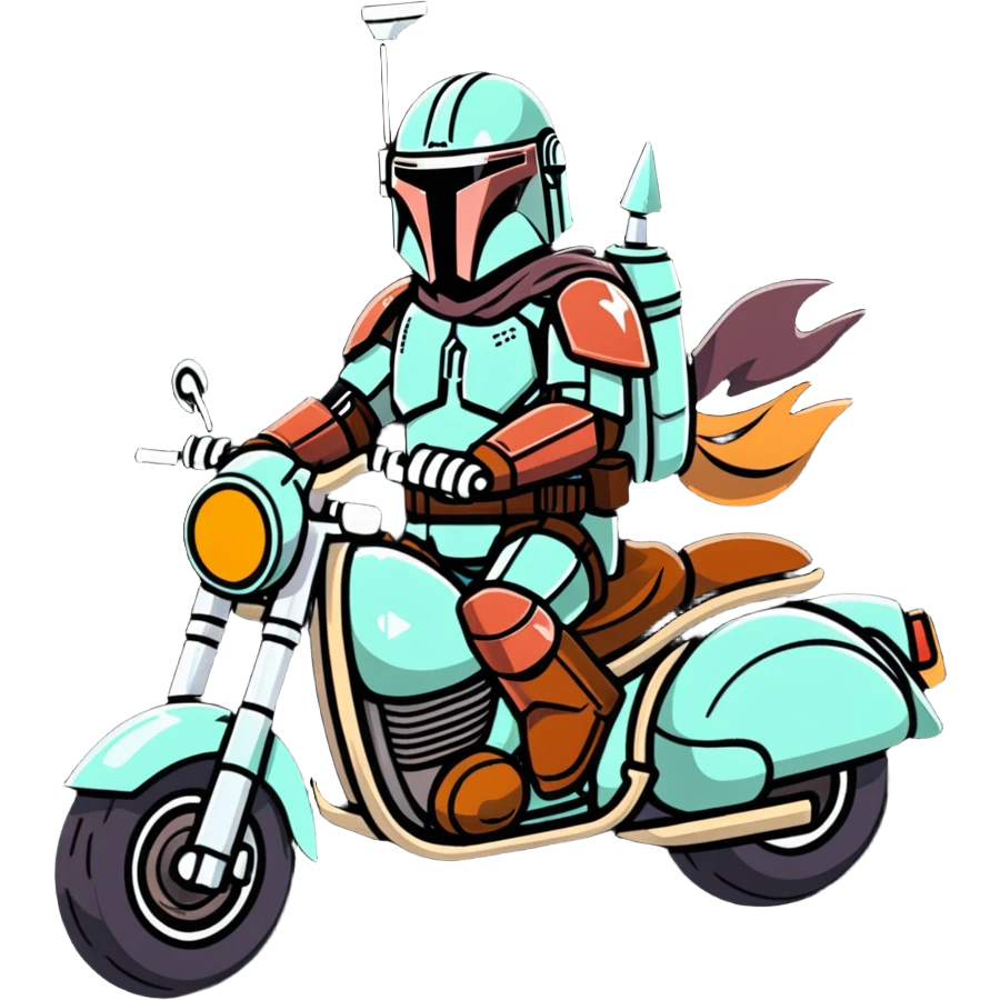 Mandalorian on a motorcycle emoji