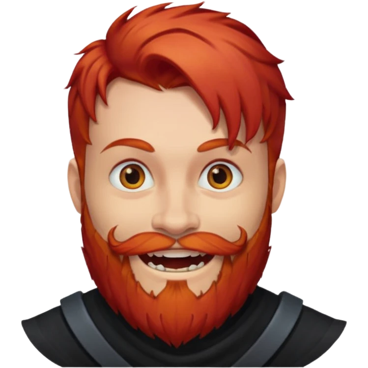 red head wild hair, evil smile, red beard emoji