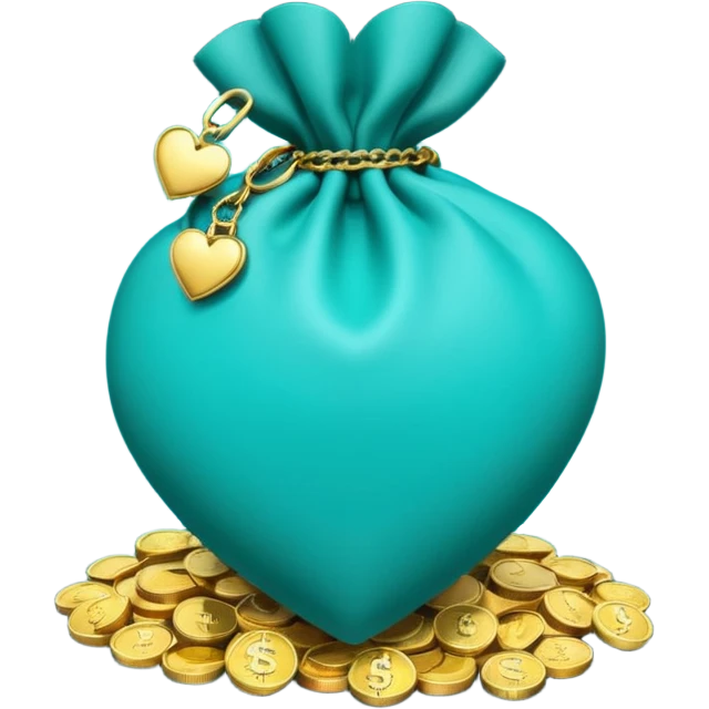 Teal heart with money bag emoji
