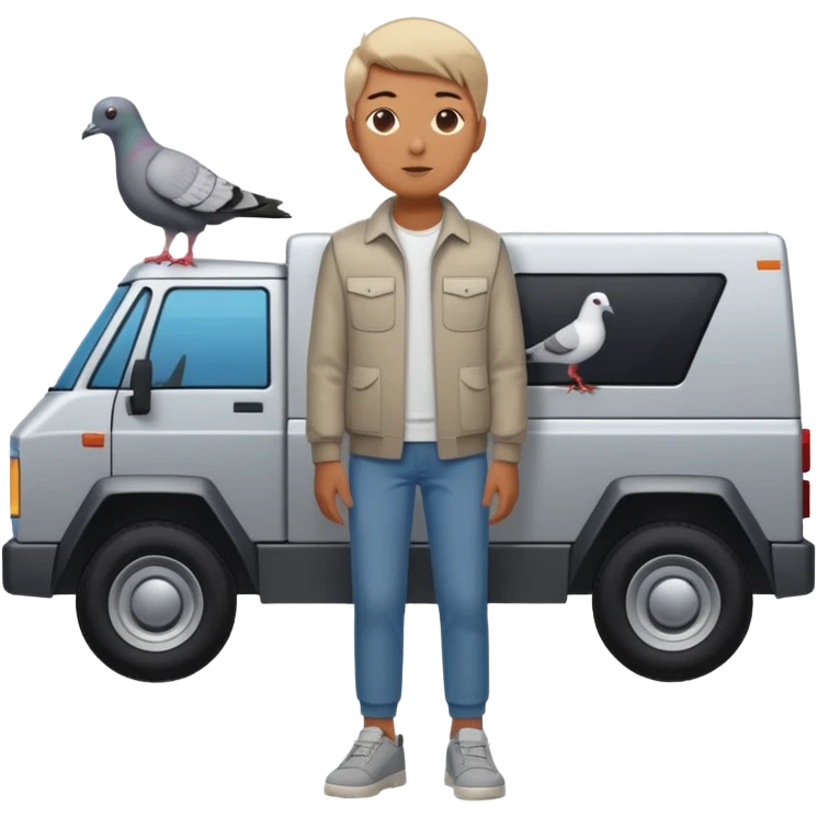 Pigeon + Cybertruck + Shoes = Piccone Macchina emoji