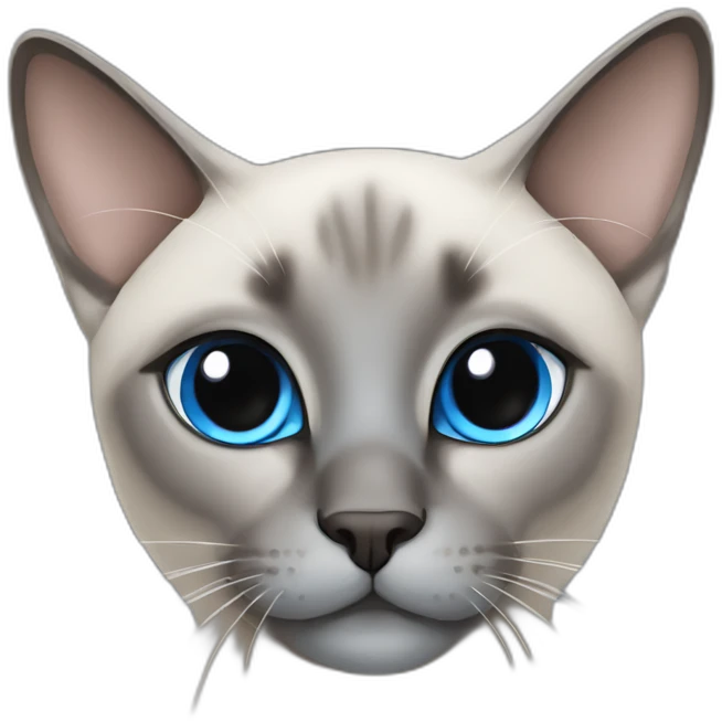 cute grey siamese cat with blue cross-eyed emoji