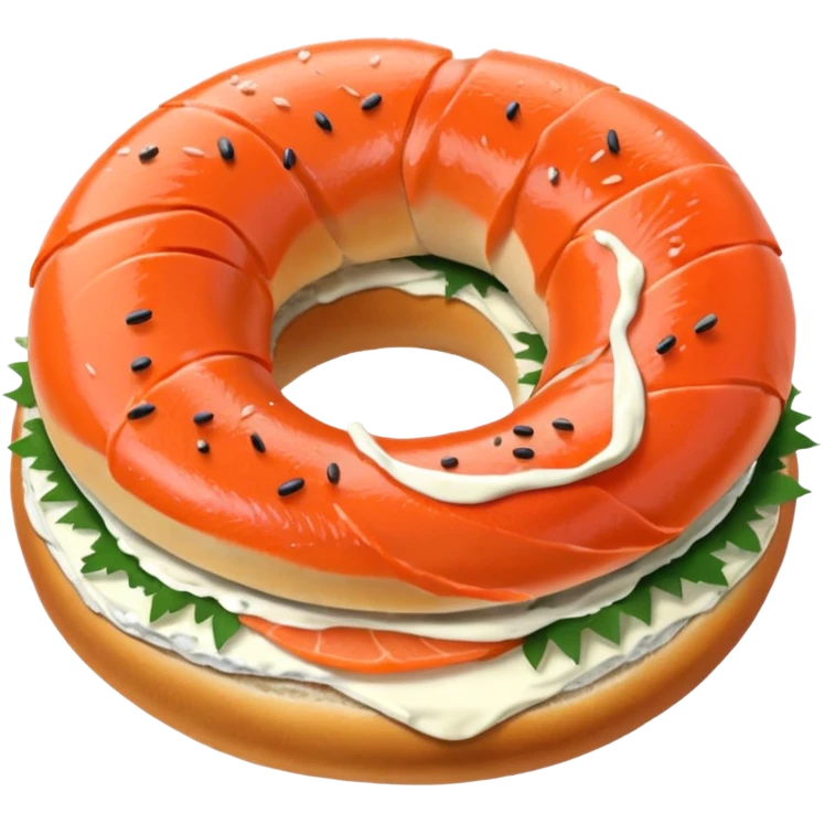 poppy bagel with salmon lox and cream cheese emoji