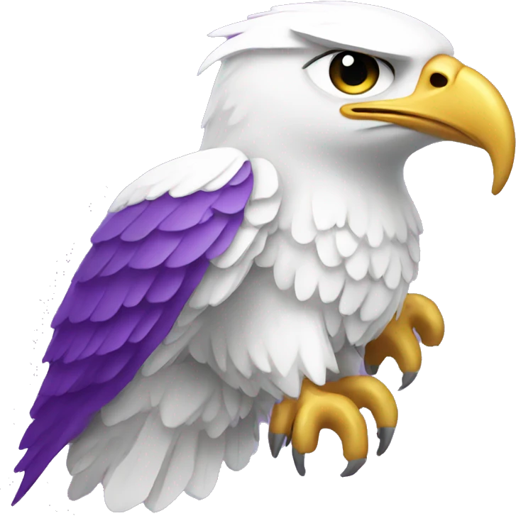 white hawk with gold and purple emoji
