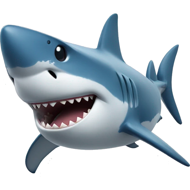 Shark looking happy, wearing a cap and blue glasses emoji