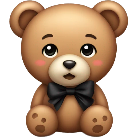 Cute teddy bear with black bow emoji