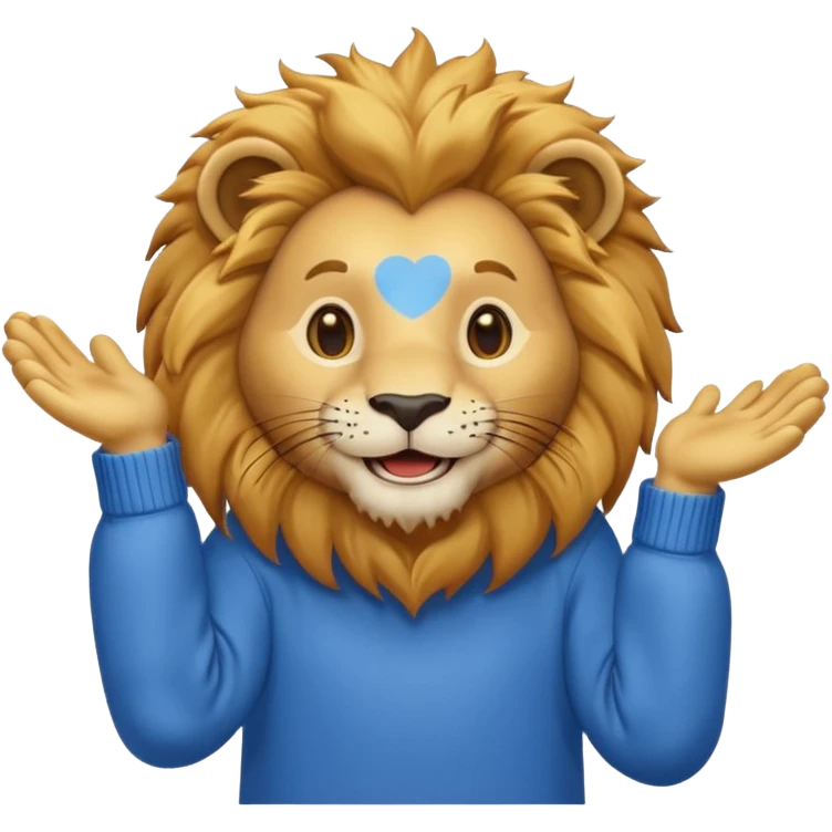 lion wearing blue jumper emoji