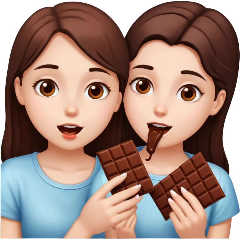 Girls with chocolate  emoji