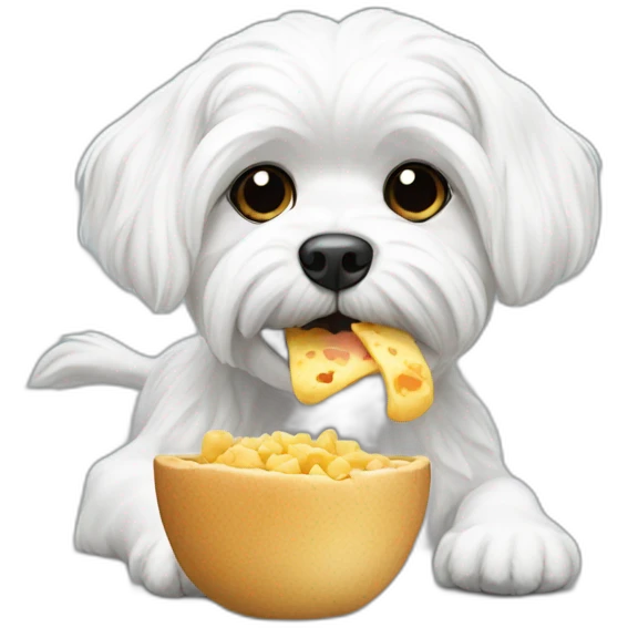 Maltese dog eating emoji