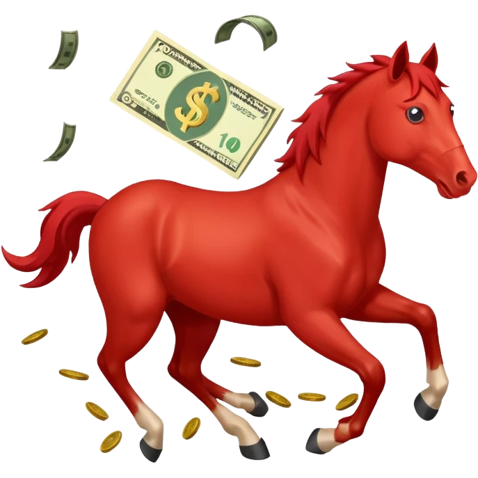 red horse agressive running money emoji