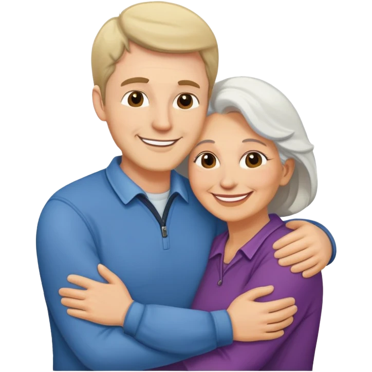 White guy hugging older cocasian woman  emoji