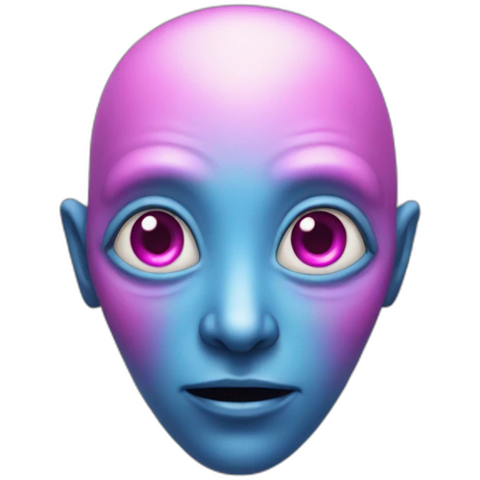blue alien pink eyes emoji
