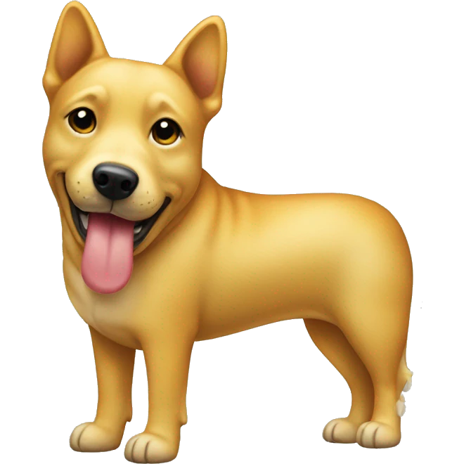 Emoji with a yellow bone dog treat in its mouth emoji