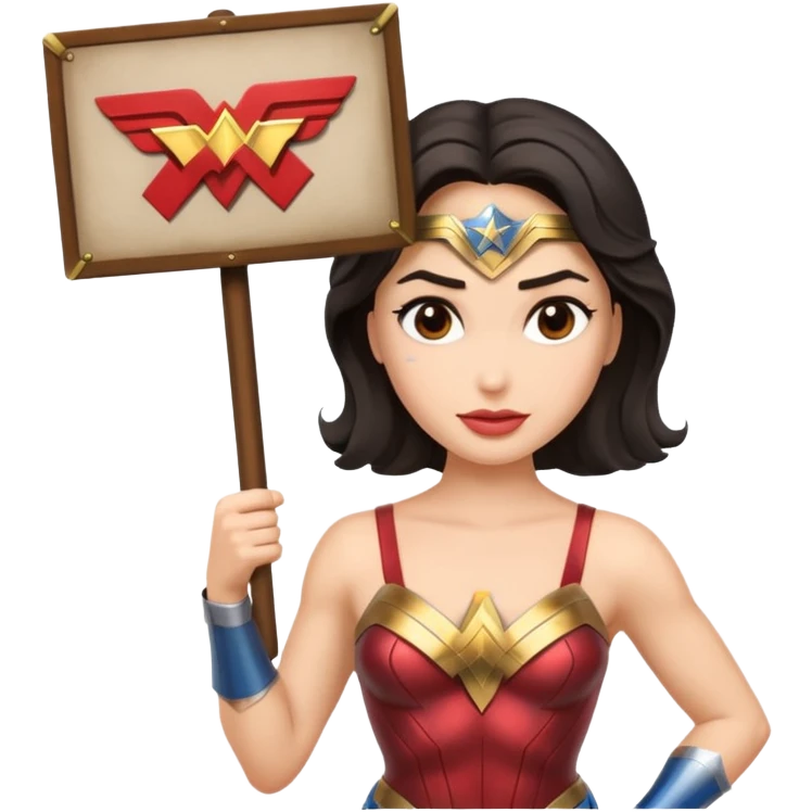 Wonder Woman holding a sign emoji