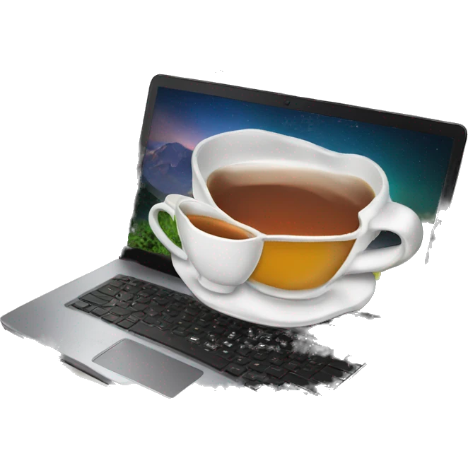 Laptop infront of tea emoji