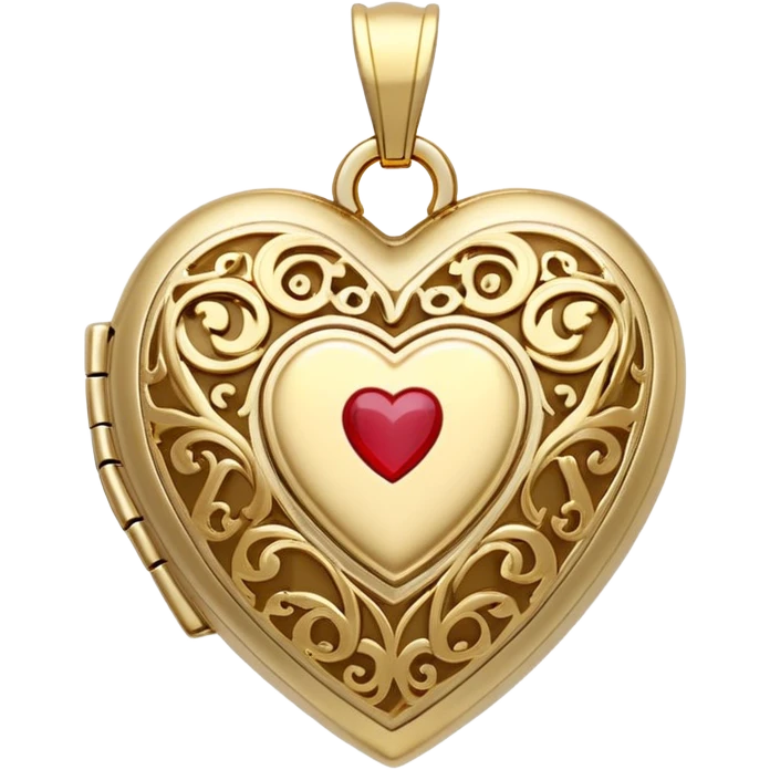 Dainty gold heart locket necklace with detailed designs  emoji