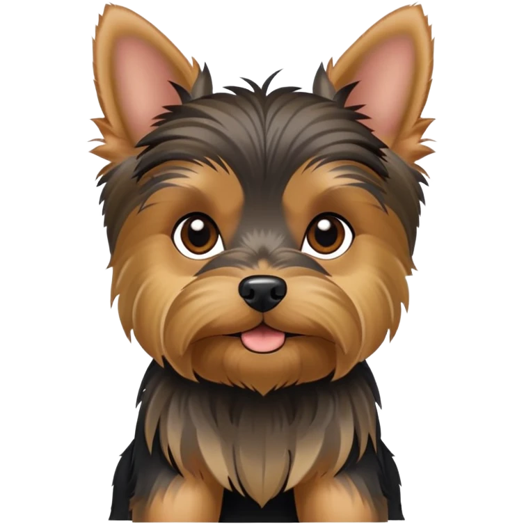 yorkshire terrier dog with small body, tan and black fur, perky ears emoji