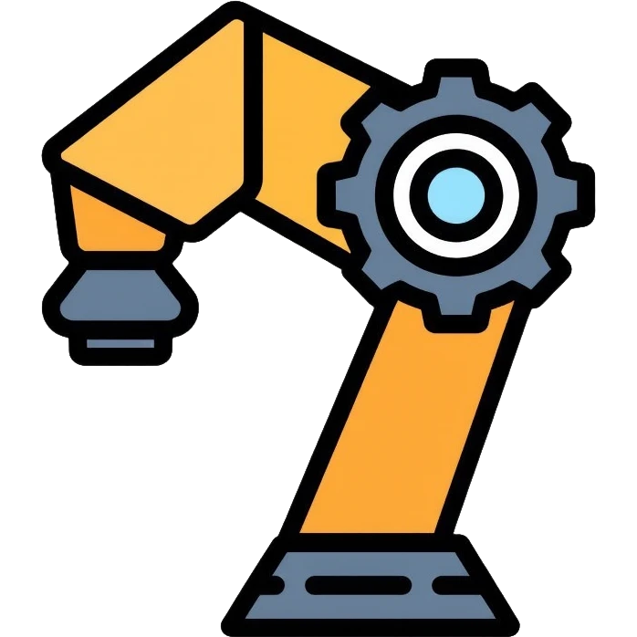 Robotics engineering logo with gear and robot arm, for Pioneers in Engineering club emoji