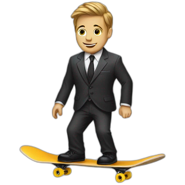 skateboar, ollie, in suit emoji