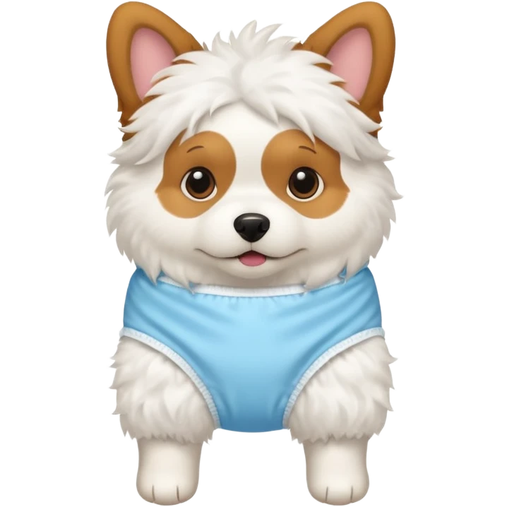 A dog in a diaper emoji