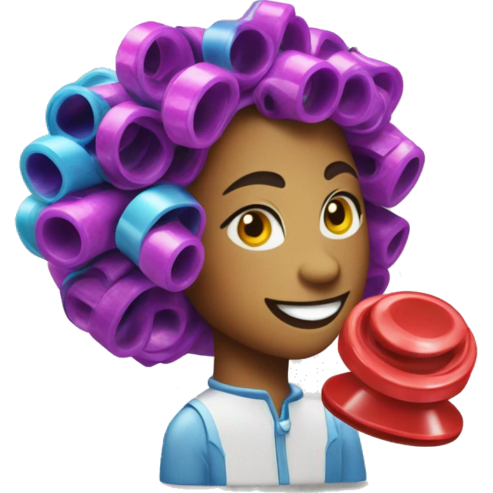 a  singleplastic colorful Velcro Curlers emoji