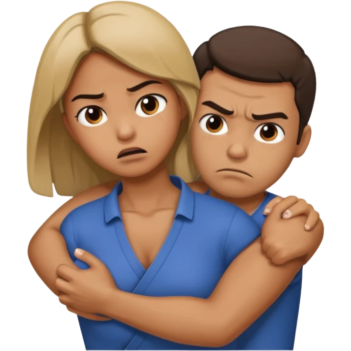 Girl holding man in a choke hold  emoji