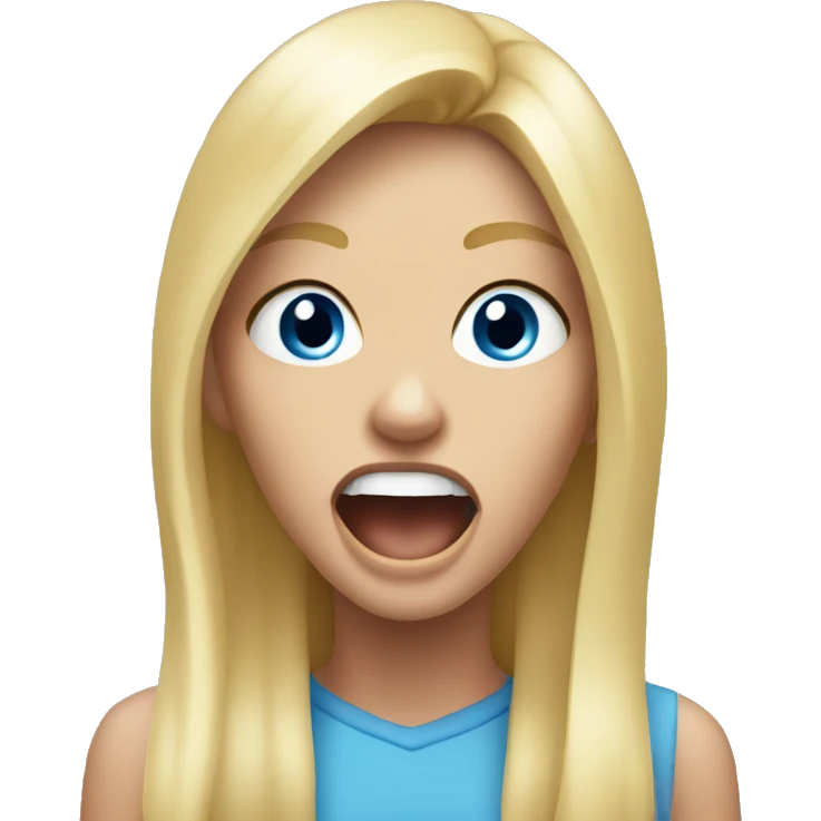 Screaming blonde girl blue eyes emoji