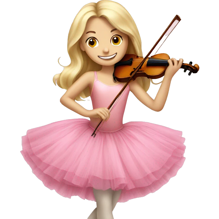 blonde ballet girl pink tutu long hair playing violin emoji