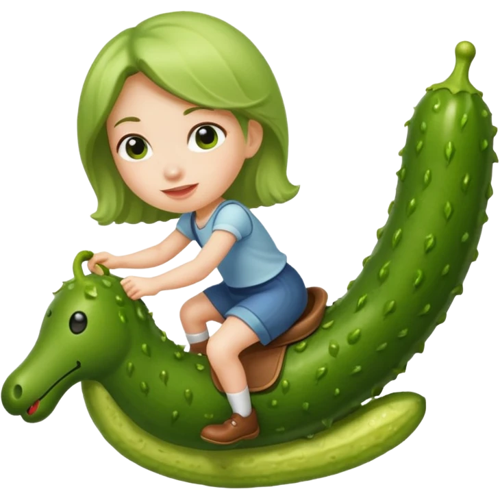 Girl riding a pickle emoji
