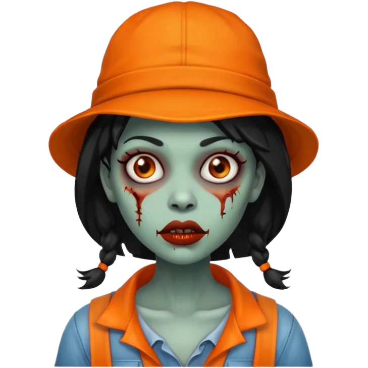 zombie black woman in orange hats emoji