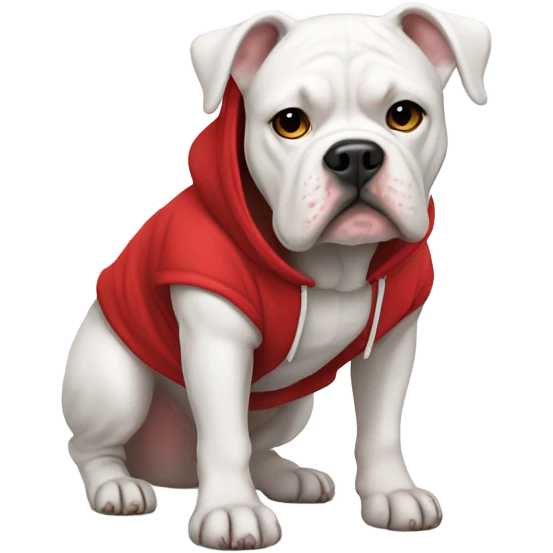 White American Bulldog in red hoodie  emoji