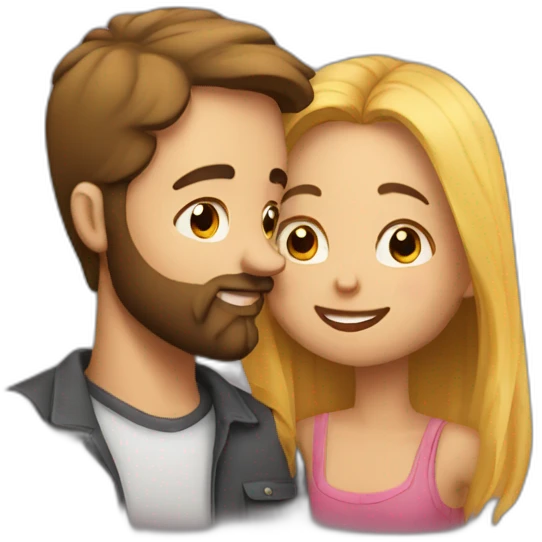 Man with beard kisses girl emoji