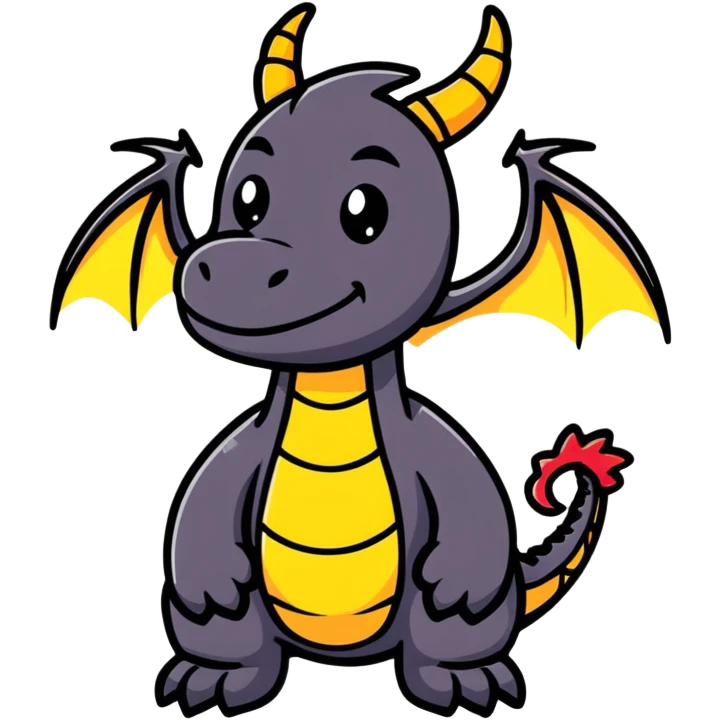A colorful friendly cartoon dragon with wings and horns emoji