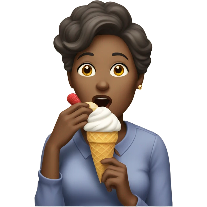 A woman licking a icecream emoji