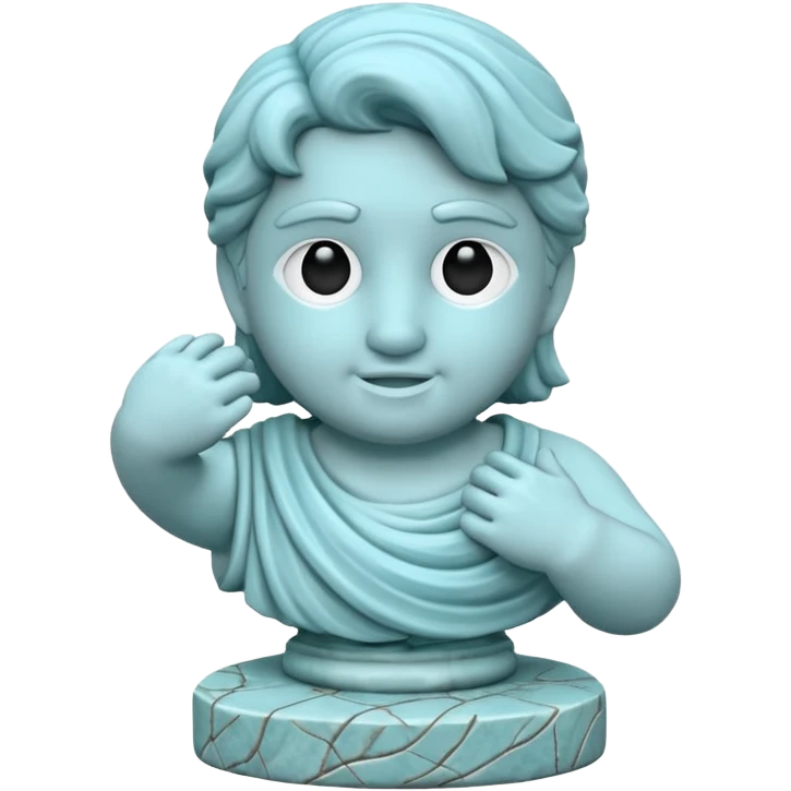escultura griega asombrada color cian emoji
