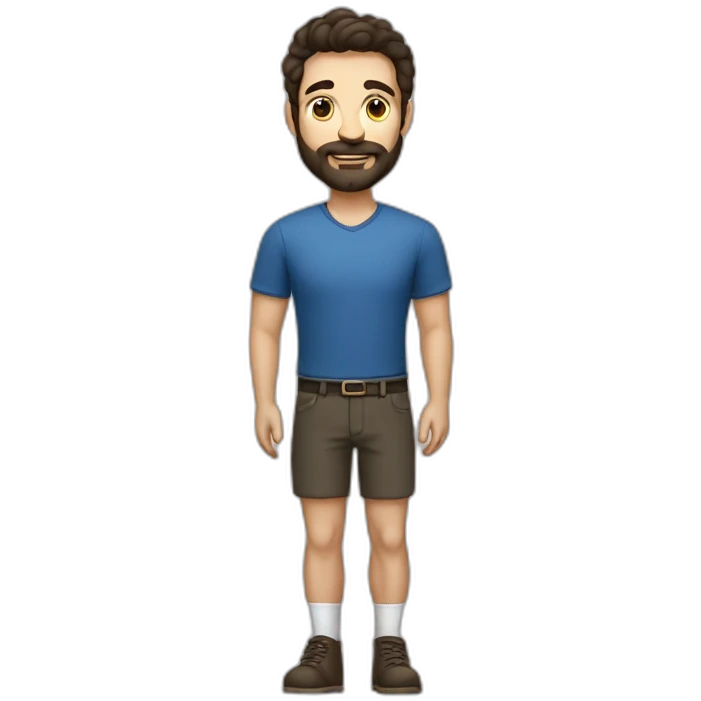 Long tall Dutch guy with short, dark hair, trimmed beard and big calves emoji