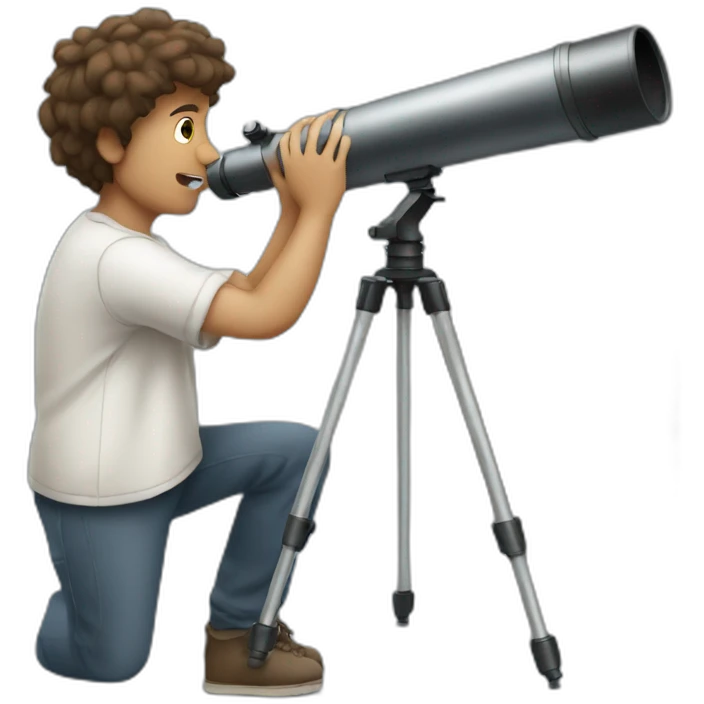 Guy looking at the sky with a telescope  emoji
