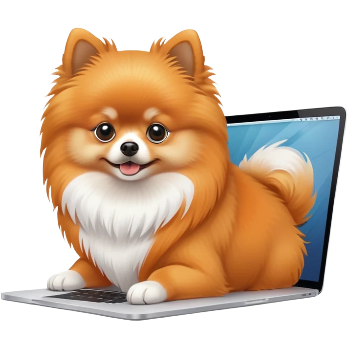 Pomeranian working on macbook emoji