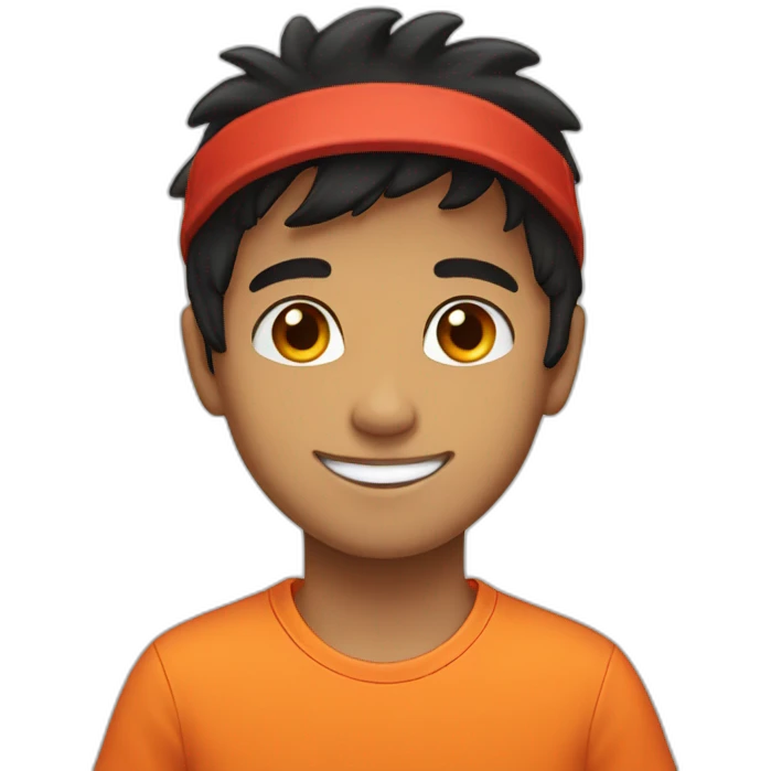 boy-smile-cute-black hair-red hat-orange shirt emoji