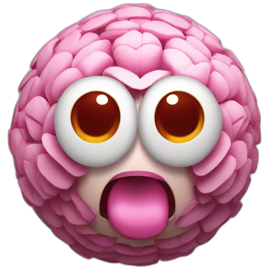3d sphere with a cartoon thinking peony Spider skin texture with thoughtful eyes emoji
