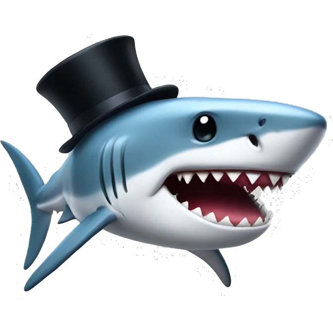 Shark with a top hat emoji