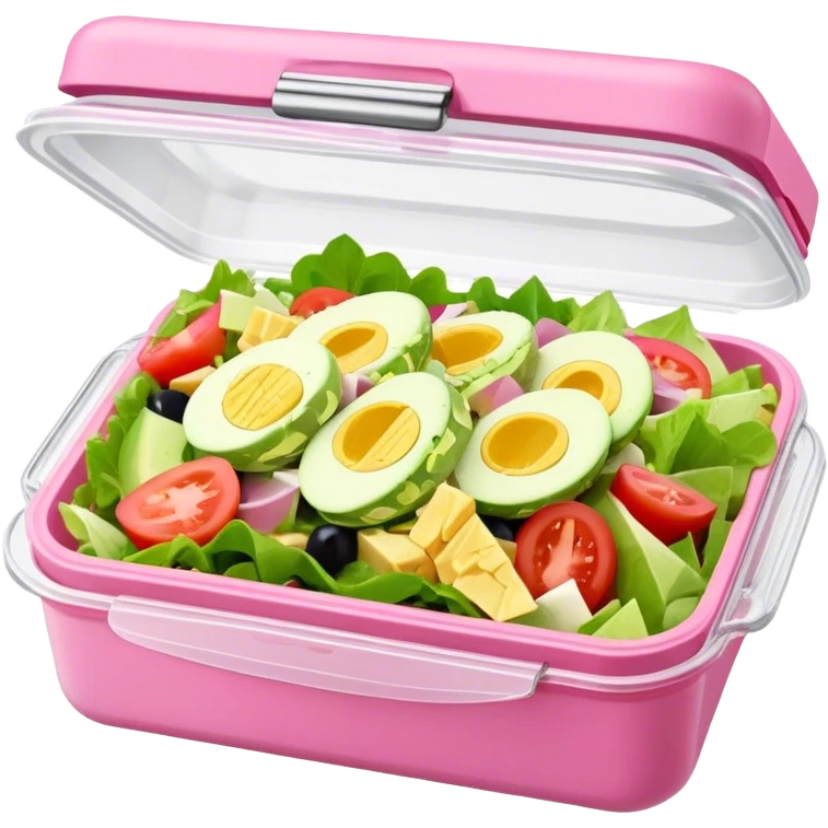 Chef Salad in a pink clear hinge container  emoji